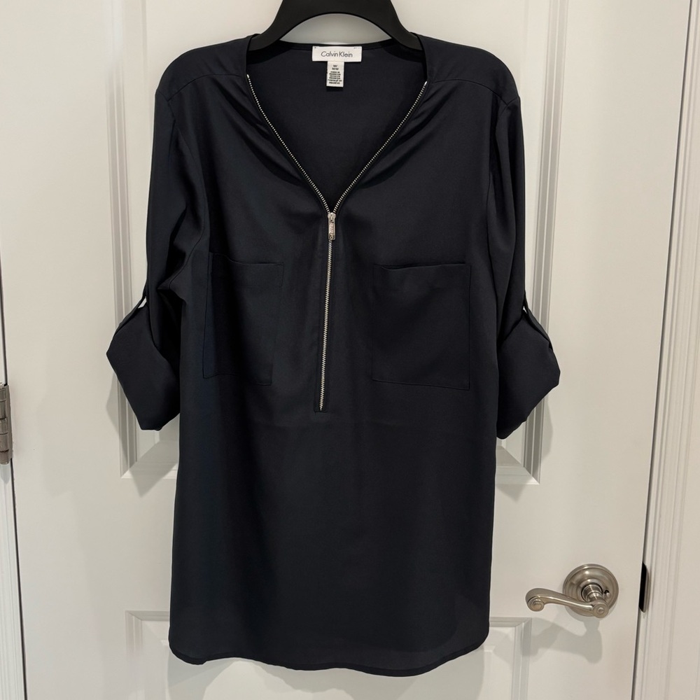 Calvin Klein Zipper Front Blouse